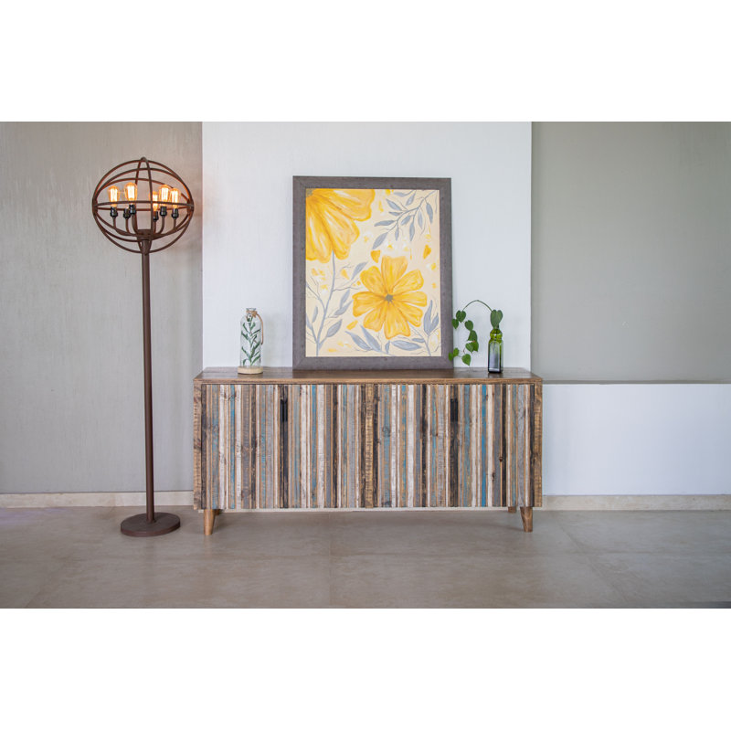 Tiza 68.5'' Solid Wood Sideboard, Brown/Beige/Blue