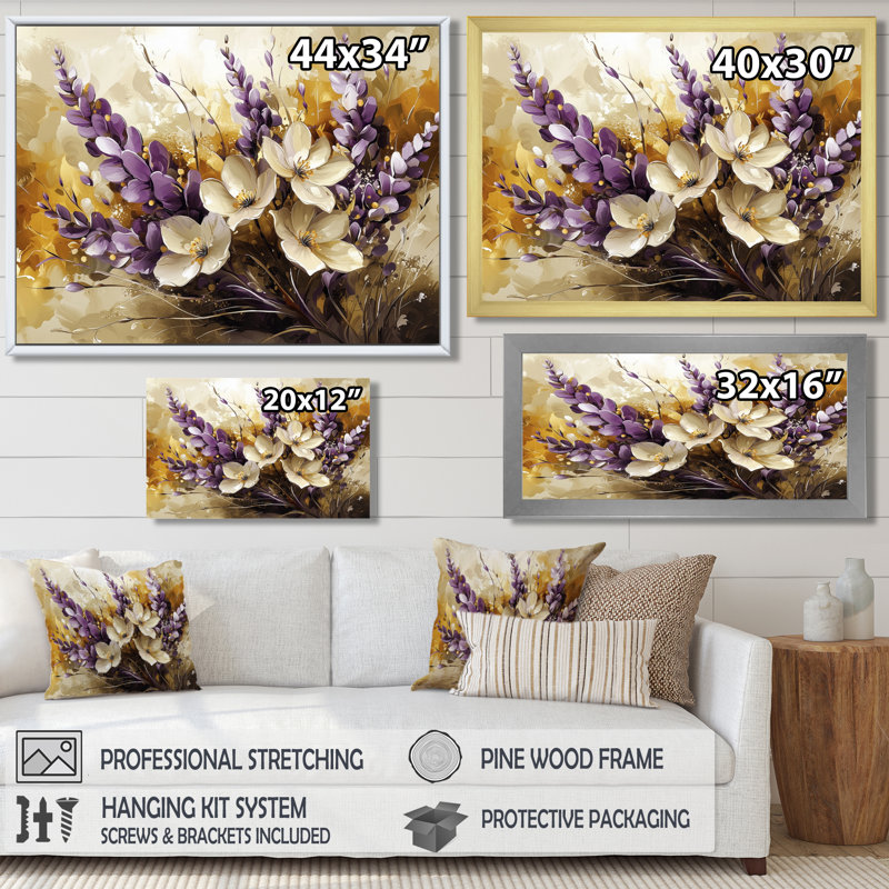 Jahanahn - Floral Canvas Art Print, Reproduction encadrée d'une seule photo, Noir, H 12 po x l 20 po