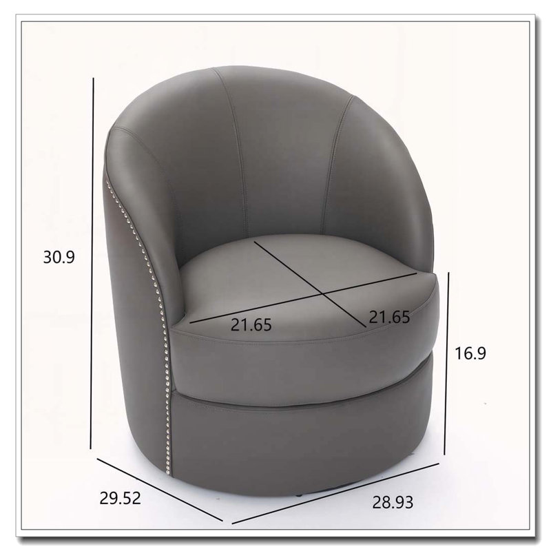 Fauteuil d'appoint pivotant en cuir, Gris