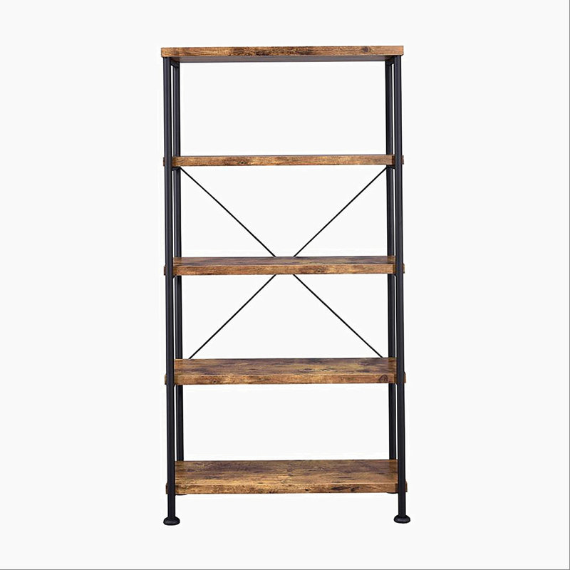 5-Shelf Bookcase in Antique Nutmeg and Black
