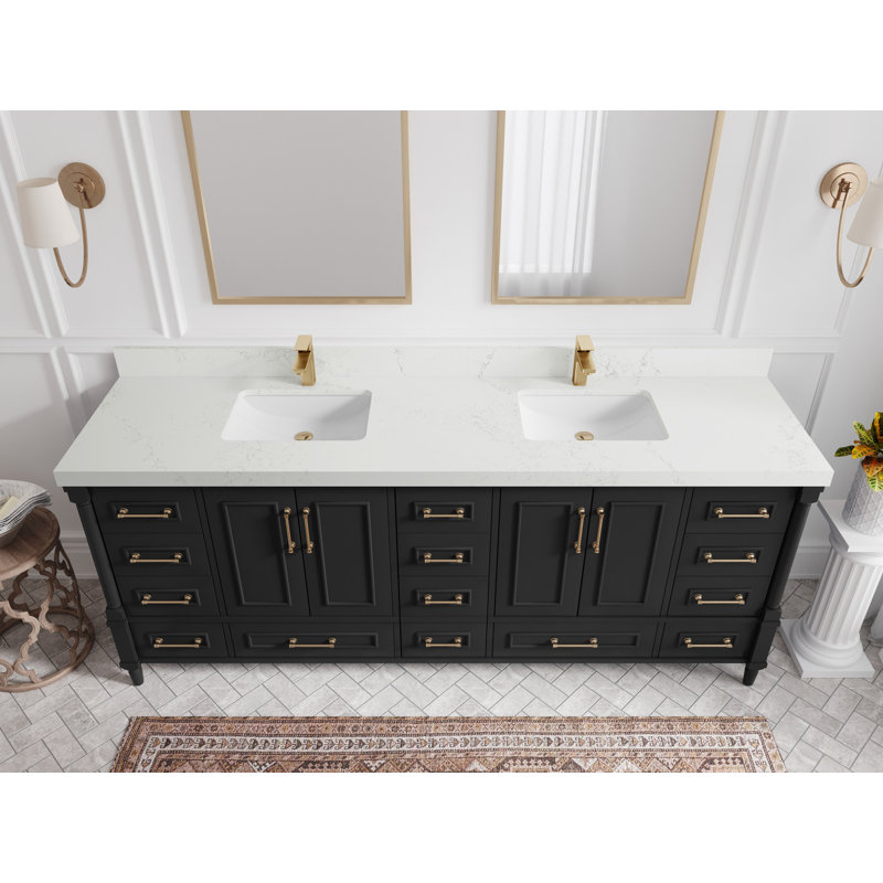 Aberdeen Black Double Sink Vanity with Empira Quartz Top