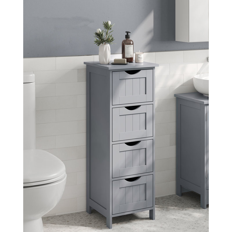 Freestanding Bathroom Storage Cabinet with Four Drawers, Light Grey