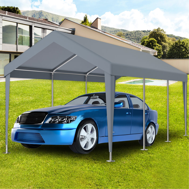 Housse de remplacement pour abri de garage 12 X 20 pi - Protégée et imperméable. 76 boucles élastiques. Polypropylène gris. Installation et rangement sans effort. Polyvalent pour les environnements extérieurs