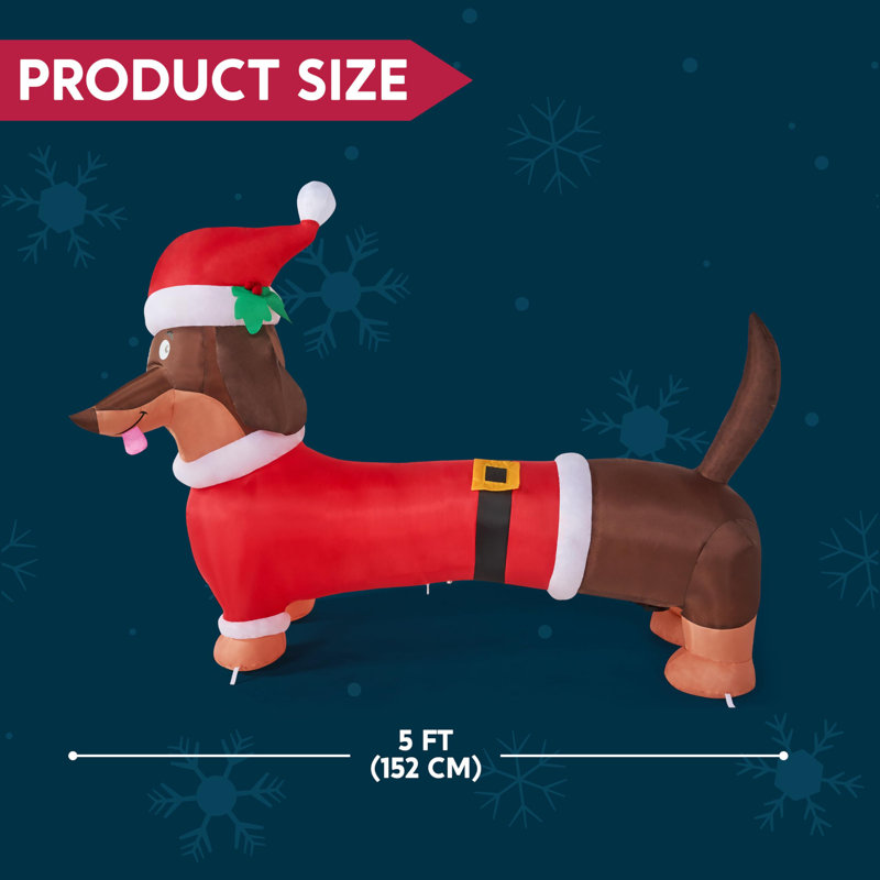 Décoration gonflable chiot de Noël 5 pi avec DEL intégrée