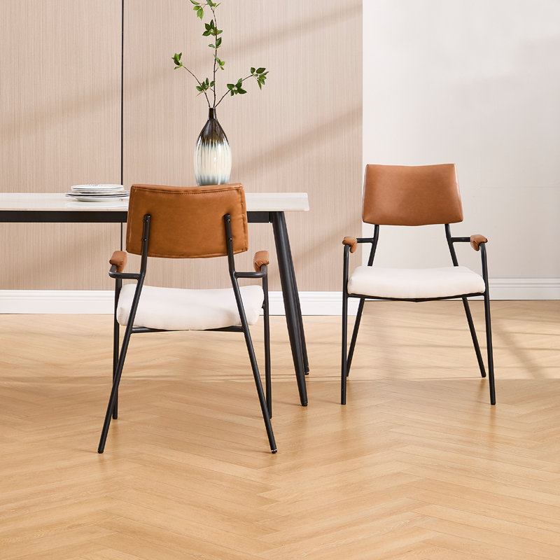 Chaises de salle à manger rembourrées modernes avec dossier et accoudoirs, avec structure en métal, pour la salle à manger / salon