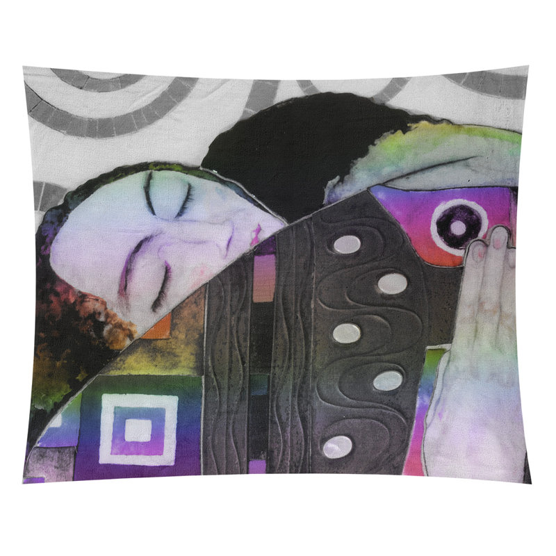 Tapisserie murale, H 83,5 po x l 71 po, Gris foncé / ivoire / mauve