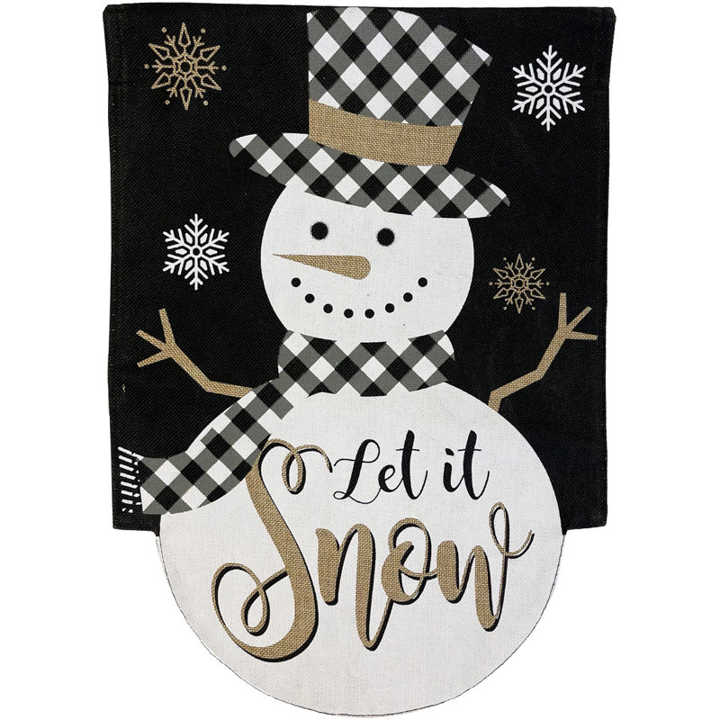 Drapeau à damier bonhomme de neige en toile de jute