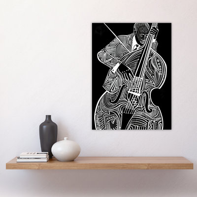 Double Bass Black Jazz Music Player Design Wall Art Print