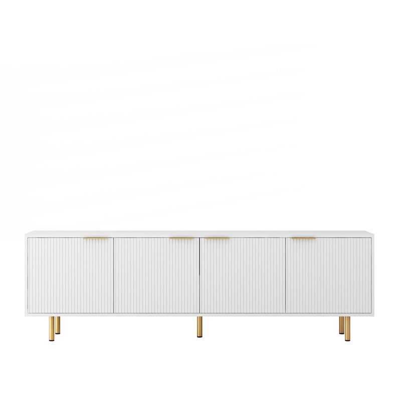 TV Stand Fluted 68" with Power Outlet, White