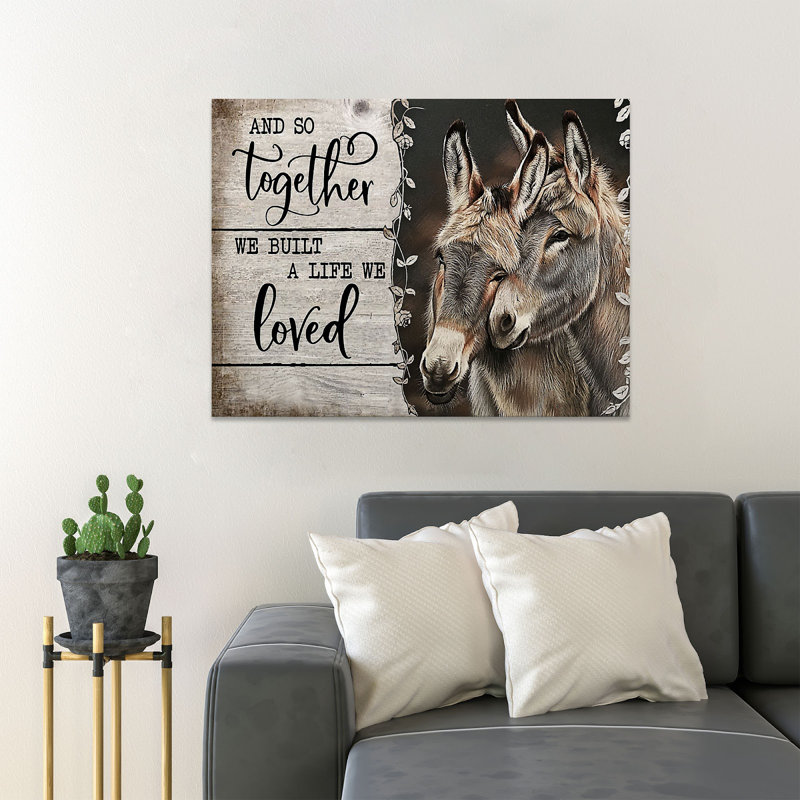 Couple of Donkey Together And So Together, ensemble de 1 impression sur toile tendue, H 24 po x l 36 po x P 2 po