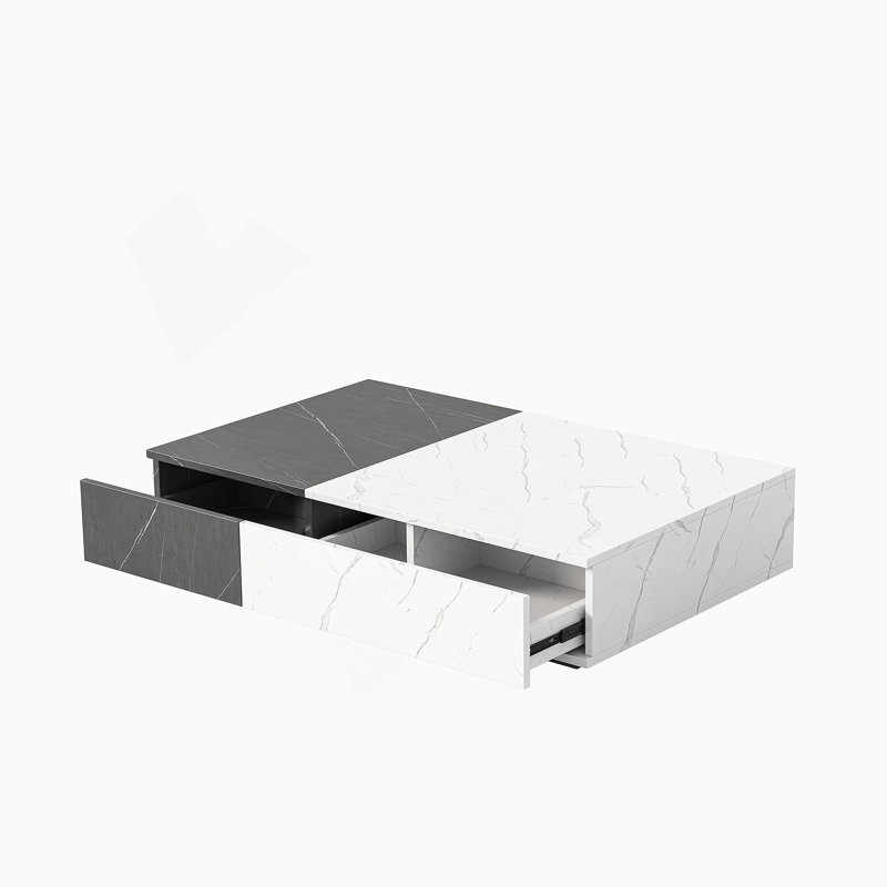 Table basse blanche de style moderne avec deux espaces de rangement, Gris / Blanc