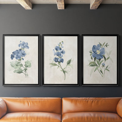Farmhouse Periwinkle I - Toile tendue avec châssis sur mesure - 3 pièces