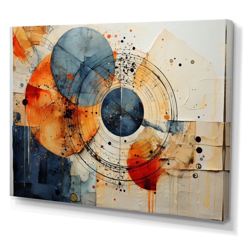 Technique mixte - Spirales abstraites, art mural, Toile tendue, H 12 po x l 20 po x P 1 po