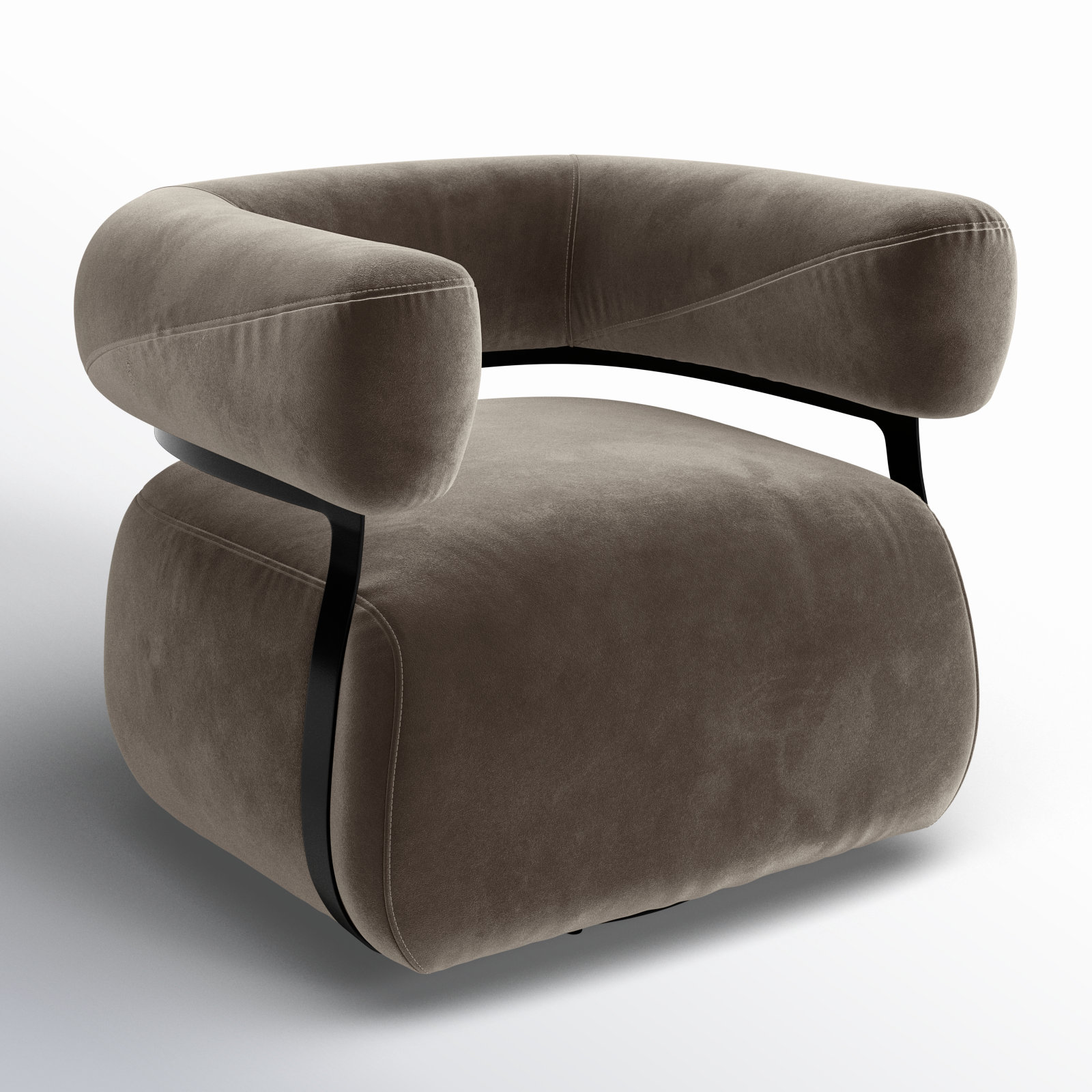 Lize Genuine Leather Swivel Barrel Chair, Surrey Fossil
