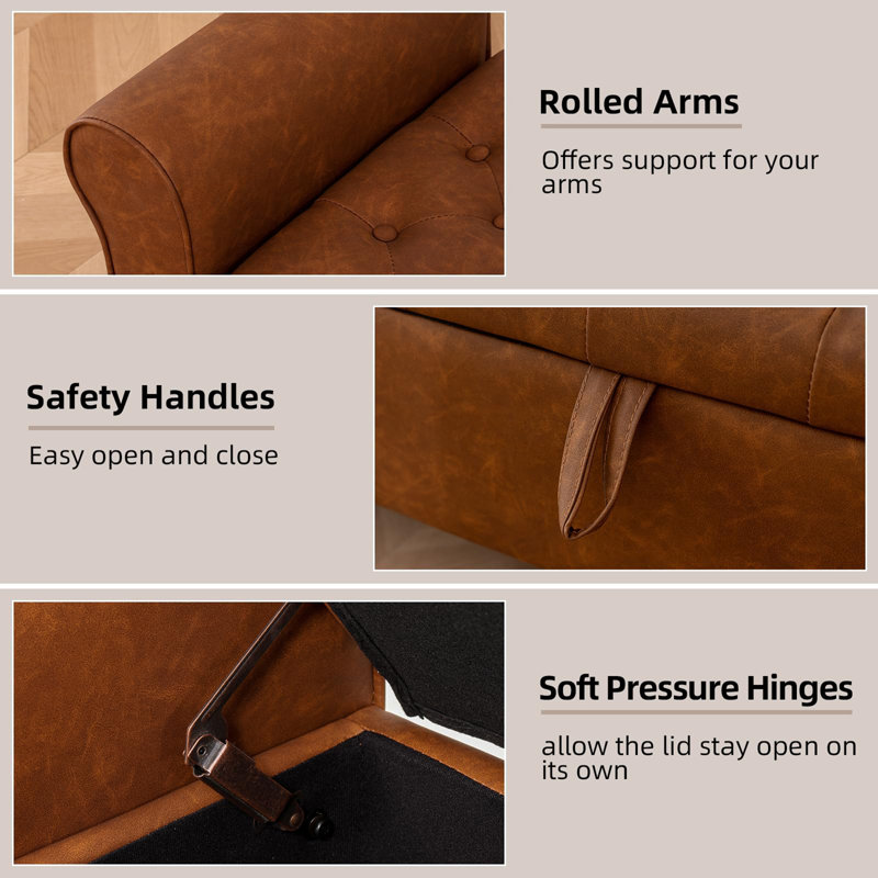 Faux Leather Upholstered Storage Bench