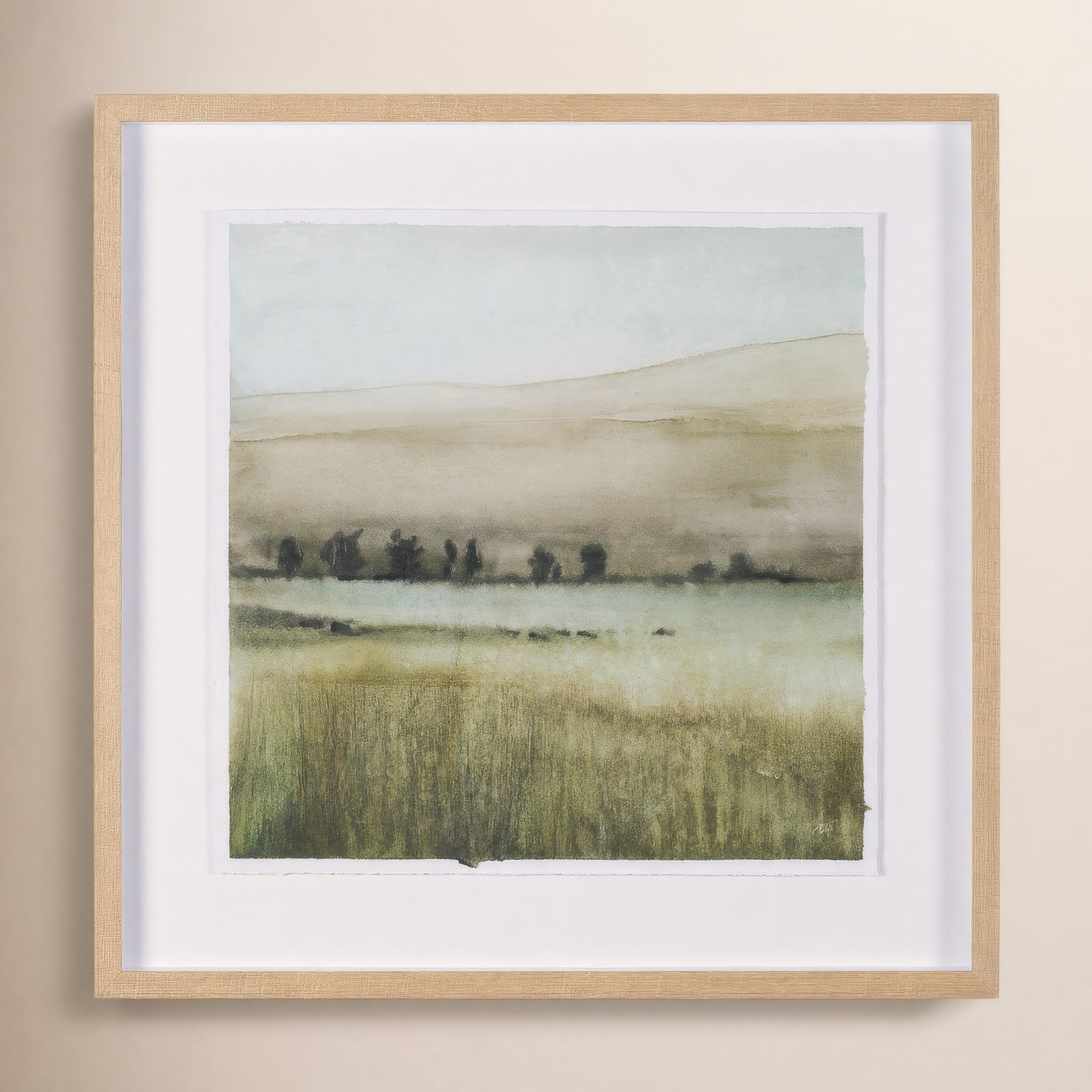 Rolling Fields I Hand-Embellished Print, Brown, 31.5" H x 31.5" W x 1.6" D, Rolling Fields I