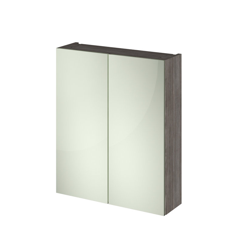 Fusion 600mm W 715mm H Surface Framed Medicine Cabinet Mirror 1 Adjustable, Brown Grey Avola