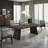 Retro Black Rectangular Solid Wood Dining Table-305463089