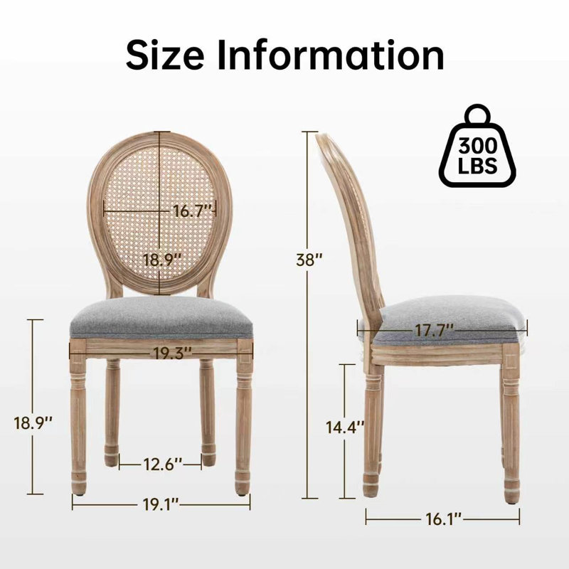 Ensemble de 2 chaises de salle à manger Riviera avec dossier en rotin tissé à dossier Riviera, Gris, Rat Ratten