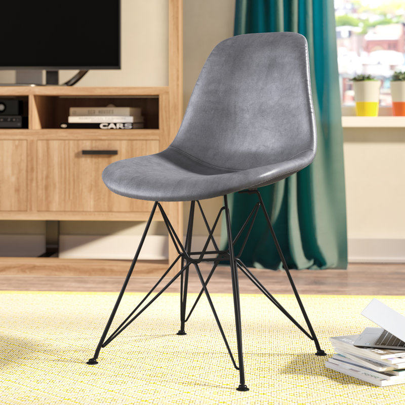 Chaise d'appoint Casina, Faux cuir gris