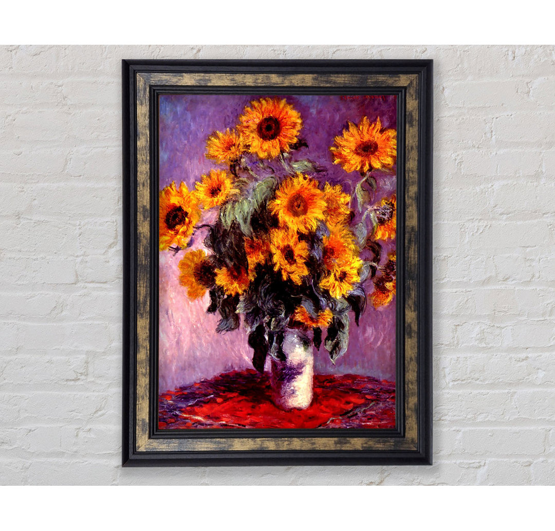 Gerahmtes Leinwandbild Monet Still Life Sunflowers