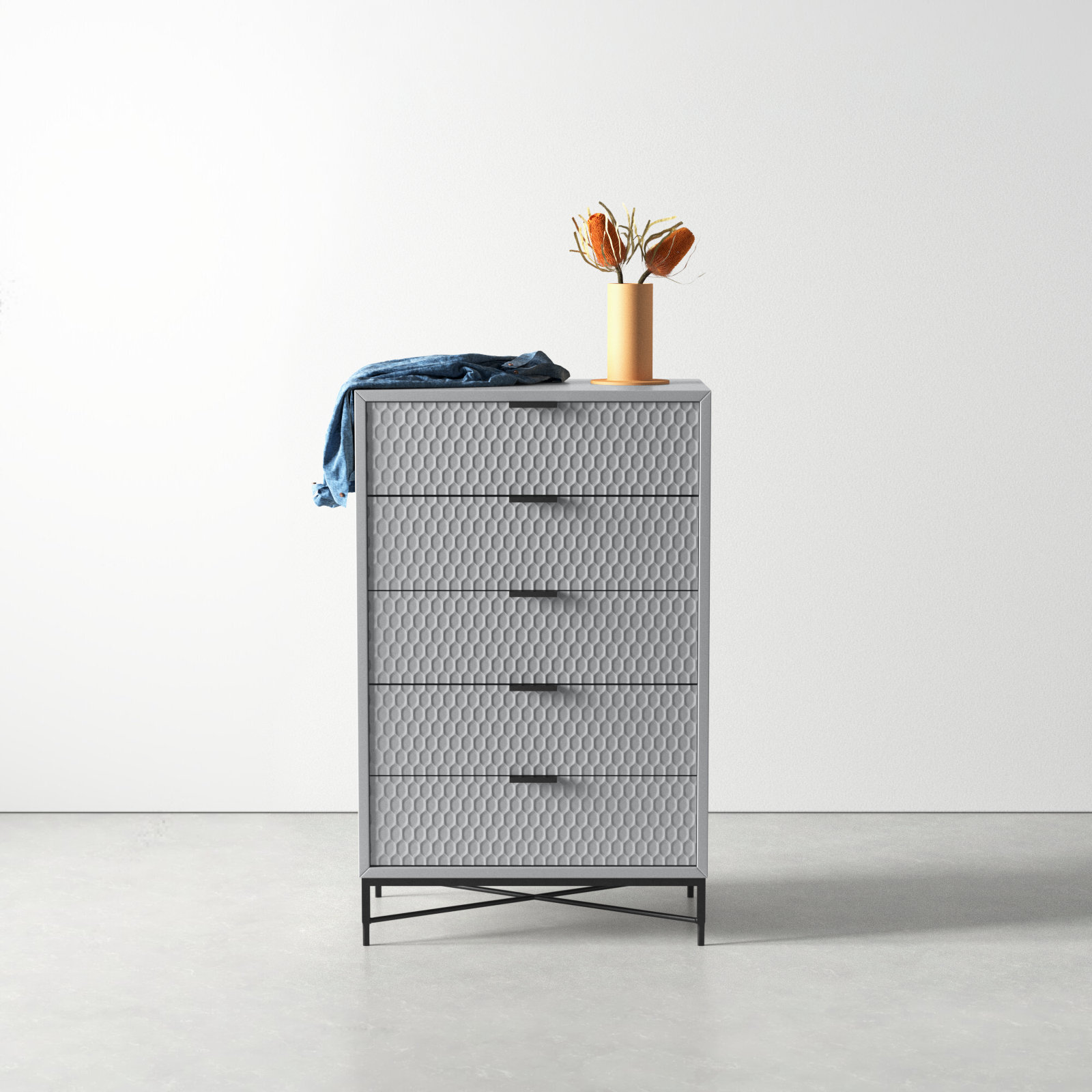 Capra 30" Mahogany Dresser, Sky Gray