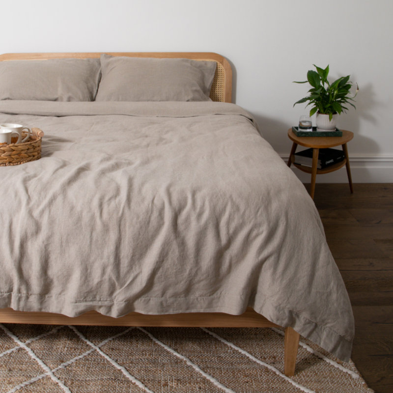 100% Linen Machine Woven Duvet Cover, Cream, Single (3')