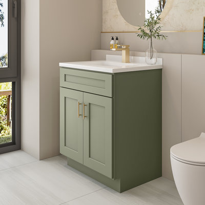 Armoire de salle de bain en bois massif prêt à assembler avec comptoir Shaker - comptoir non inclus