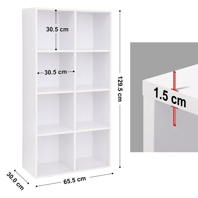 Carrie 129.5cm H x 65.5cm W Cube Bookcase, White