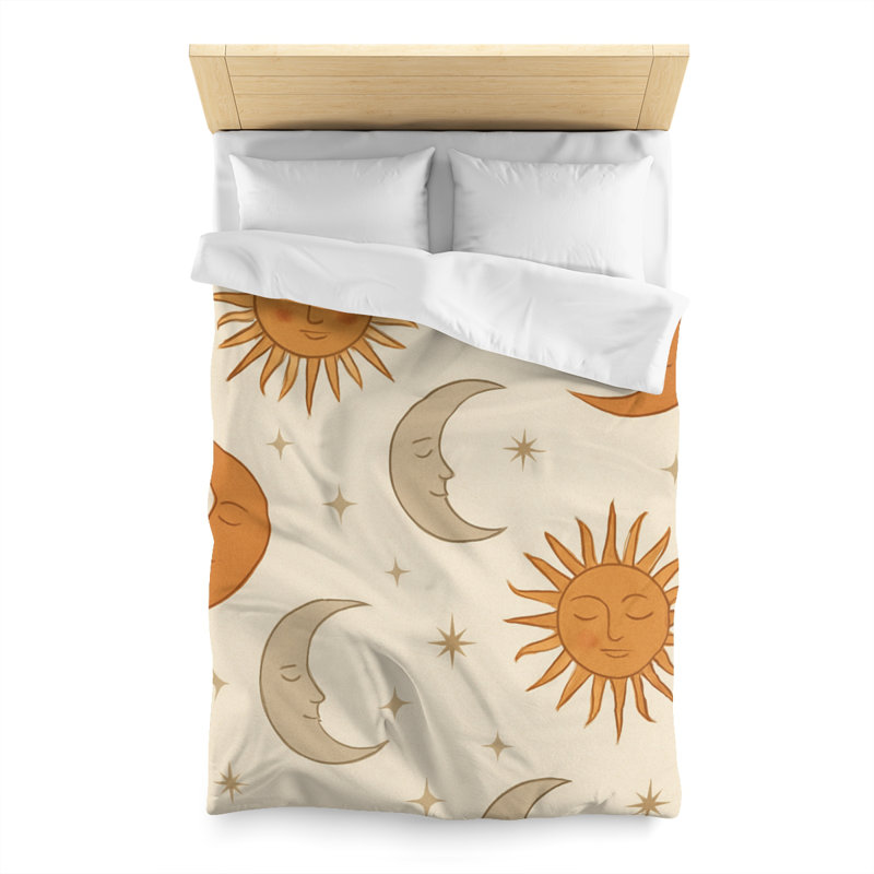 Microfiber Duvet Cover Boho Style, Design 51, Twin Duvet Cover, White