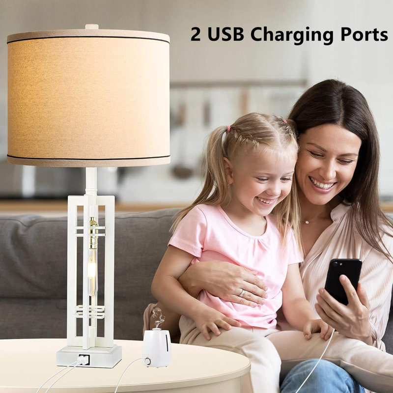 Joean Metal Table Lamp, Off White