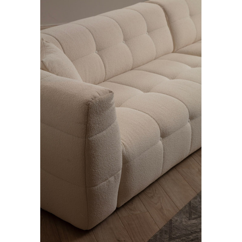 Luxurious Corner Sofa, Beige Fabric, 118 x 59 x 28.3 inches | Beech Wood & Chipboard Frame, 100% Polyester, 28 DNS Foam for Comfort | Fixed Cushions, Dry-Cleanable, Perfect for Living Rooms & Family Spaces