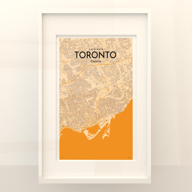 «Toronto City Map», impression rétro, H 17 po x l 11 po