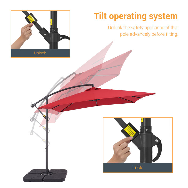  Parasol carré 98,4 po, Rouge