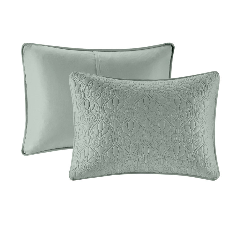 Quebec Reversible Quilt Set, Seafoam, Full/Queen Coverlet + 2 Standard Shams
