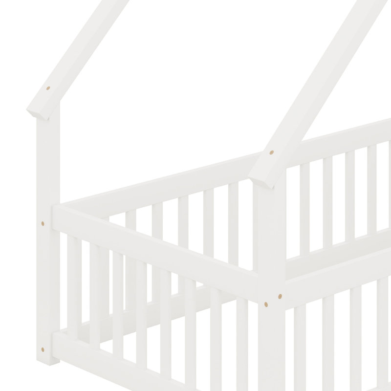 Lit de plancher en forme de maison Guardrail, Blanc