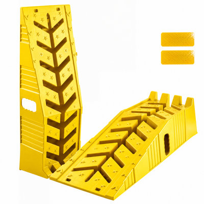 Rampes de service extra-plates pour véhicules lourds, lot de 2 - Capacité de 7 tonnes (7 257 kg) - Hauteur de levage de 17 cm - Paire de rampes de service/élévateurs pour atelier, jaunes