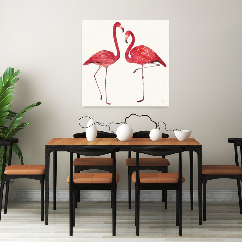 Art tropical, oiseau tropical, flamant rose, H 32 po x l 32 po