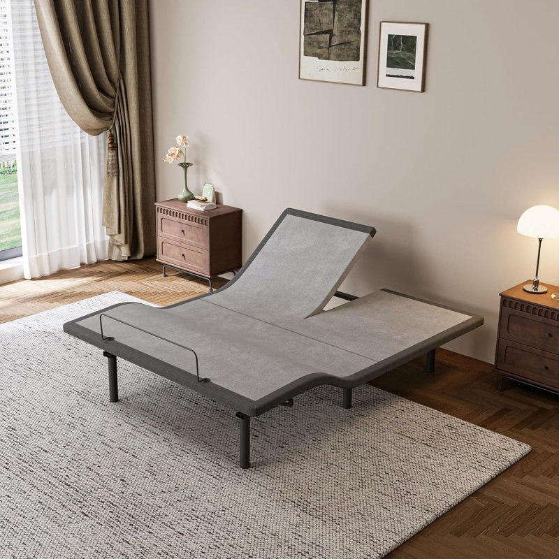 Base de lit réglable pour grand lit divisé, massage inclus, ports USB et de type C, veilleuse sous le lit, télécommande sans fil et contrôle des applications, Zero Gravity, gris urbain E3100