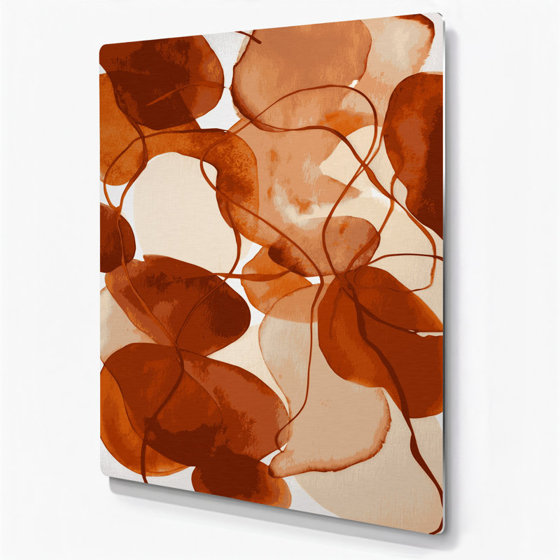 Abstrait aquarelle 52, art mural en métal brun, H 20 po x l 24 po