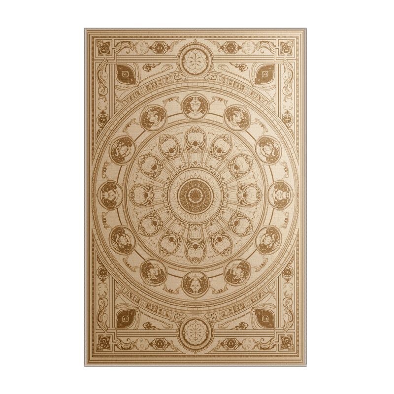 Machine Washable Orys Classic Oriental Rug in Beige – Beige Binding, 8 x 12