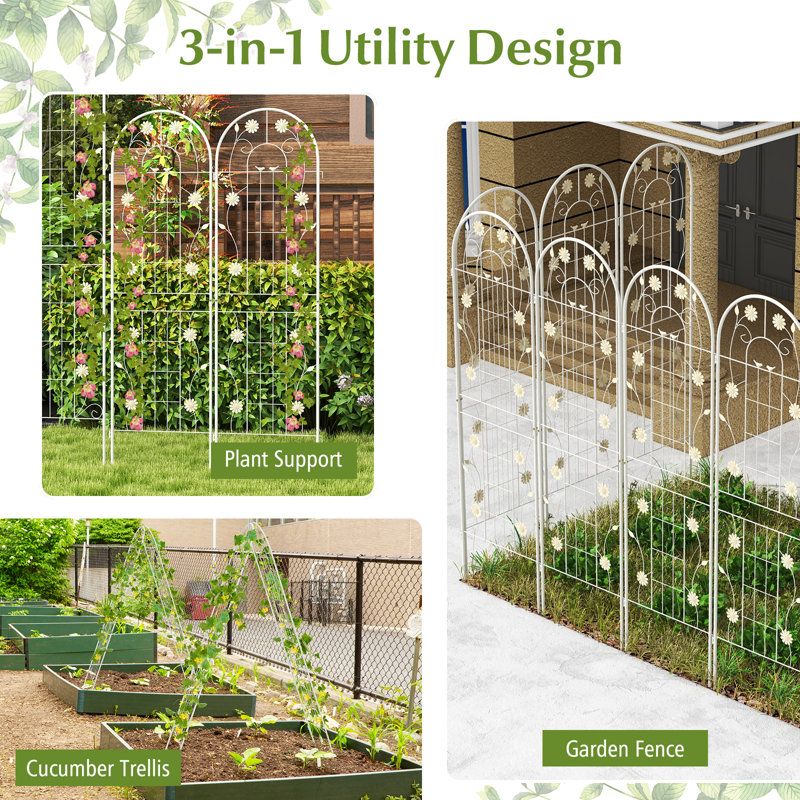 Paquet de 2, support pour plantes en treillis de jardin en métal 71 po x 20 po antirouille pour plantes grimpantes - blanc