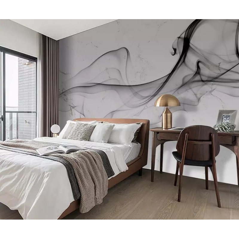 Dark Smokes Marble Pattern Modern Removable Wallpaper, 75" L x 112" W