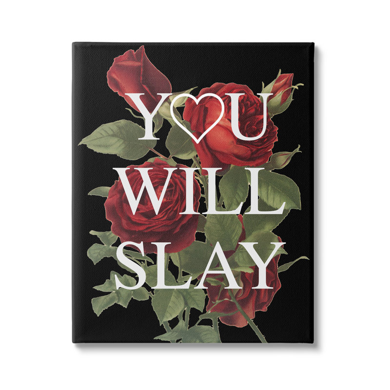 "You Will Slay Chic Red Roses Glam", art mural sur toile tendue surdimensionné par Lil '' Rue, L 16 po x H 20 po