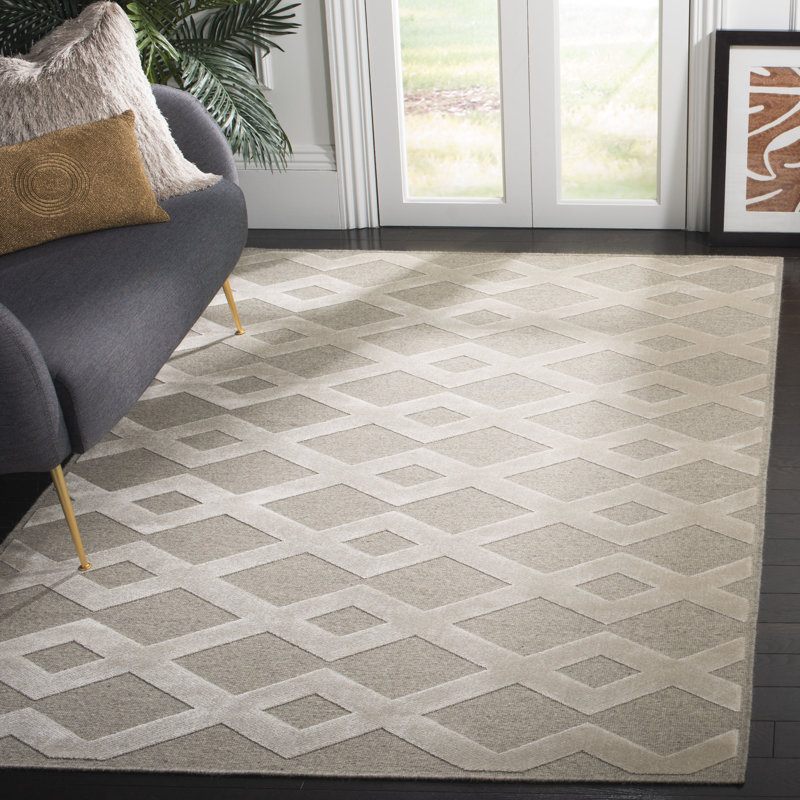 Dibble Geometric Wool Area Rug, Rectangle 122 x 183 cm