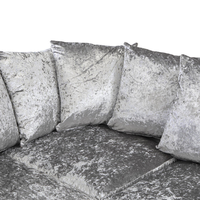 Romelia 3 Seater Velvet Sofa & Chaise, Silver, Right Hand Facing