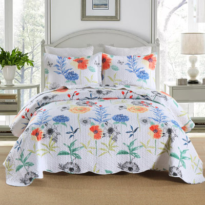 Ensemble de couvre-lit à imprimé floral MarCielo 3 pièces BY209