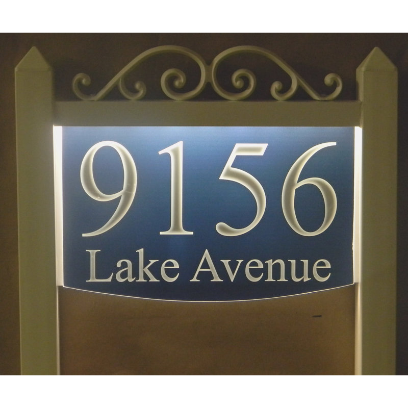 Plaque d'adresse sur 2 lignes pour pelouse, Bleu, Oui