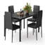 Ensemble de table de salle à manger 4 personnes en bois massif avec chaises en cuir et conception peu encombrante-1370844448