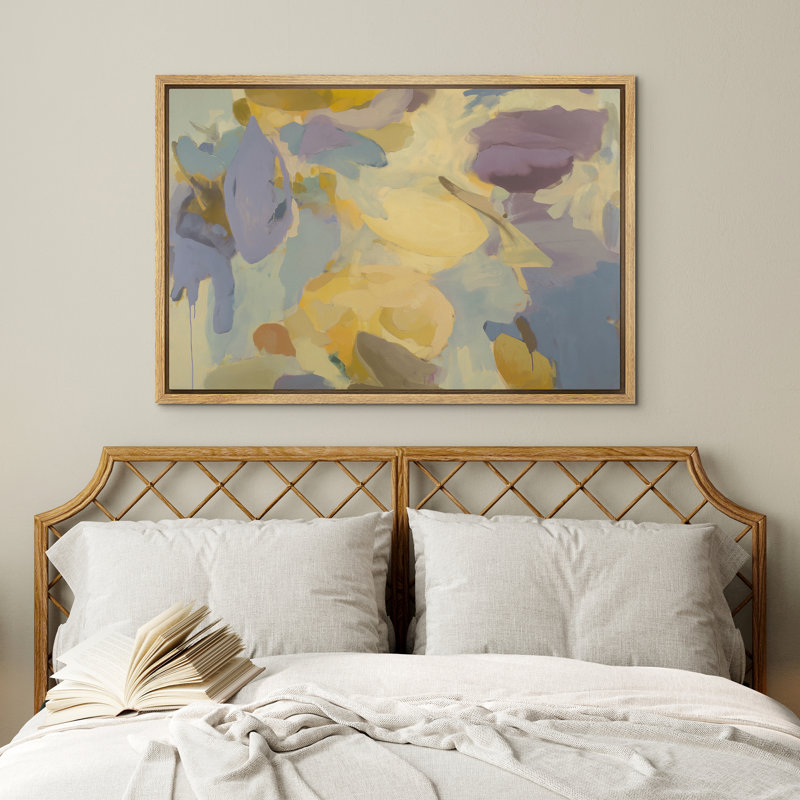 Doux pastel abstrait, décoration murale encadrée sur toile, art mural, H 16 po x l 24 po x P 1,5 po, Naturel